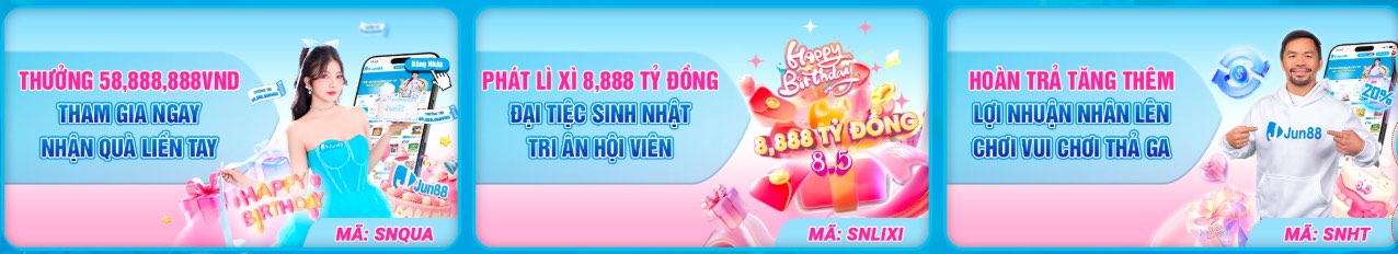 Chơi càng nhiều ưu đãi càng cao tại nhà cái Jun88.com